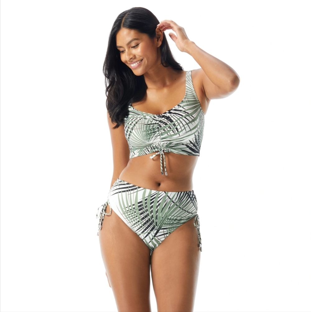 Coco Reef Elevate Bra Shirred Underwire Bikini Top Endless Summer Palm 40DD NWT